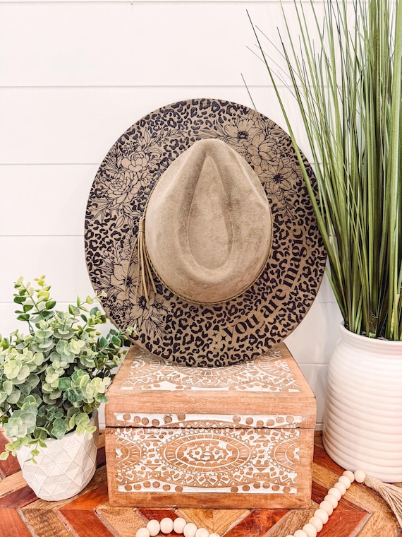Floral Burned Hat, Floral Engraved Cowboy Hat, Leopard Print  display picture 1