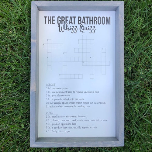 Bathroom Crossword Puzzle Wooden Sign Bathroom Decor Rustic Etsy