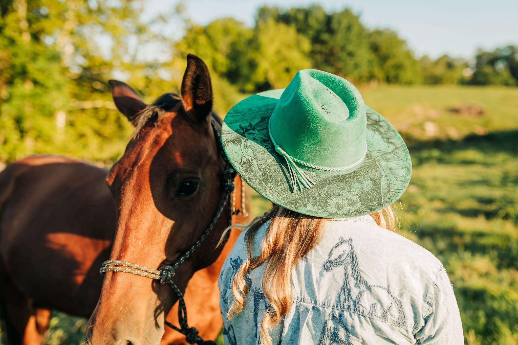 Cowgirl Mountain Hat, Long Live Cowgirls Hat, Horse Burned  display picture 2