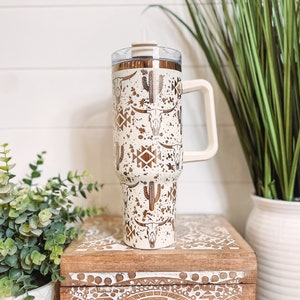 Paint Splatter Western 40oz Tumbler, Travel Mug, Engraved Tumbler, Cowgirl Engraved Mug, Cowboy Mug, Highland Cow Tumbler, Nashville Bach