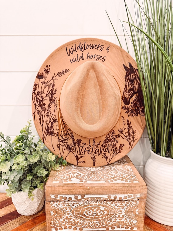 Wildflowers Hat, Burned Cowboy Hat, Floral Burned Hat  display picture 2