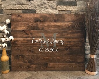 Wedding Guest Book Sign, Monogram Guestbook, Guest Book, Wooden Guest Sign, Wedding Decor, Wedding Ceremony Sign, Graduation Guest Book