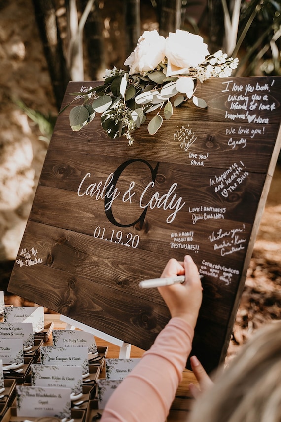 Personalized Wedding Guest Book Sign with Couples Acutal