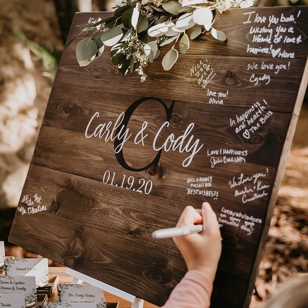 Wedding Guest Book Sign, Monogram Guestbook, Guest Book, Wooden Guest Sign, Wedding Decor, Wedding Ceremony Sign, Graduation Guest book sign