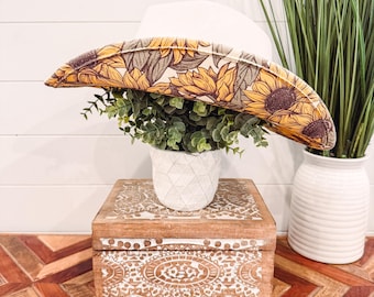 Sunflower Print Hat, Floral Cowboy Hat, Sunflower Hat, wildflower Fedora, Floral Suede Hat, Boho Hat, Vegan Suede, floral cowgirl hat