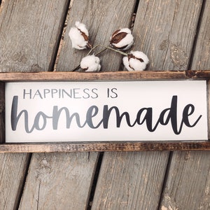 Happiness is Homemade Farmhouse Sign, Wooden Home Sign, Housewarming Present, Wood Quote Sign, Kitchen Decor, Kitchen Sign, Wooden Sign