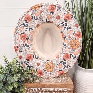 Blumen Print Hut, Blumen Cowboy Hut, Sonnenblume Hut, Wildblumen Wildleder Hut, Boho Hut, Vegan Wildleder, Cowgirl Hut, Hut mit breiter Krempe