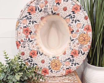 Floral Print Hat, Floral Cowboy Hat, Sunflower Hat, wildflower Fedora, Floral Suede Hat, Boho Hat, Vegan Suede, cowgirl hat, wide brim hat