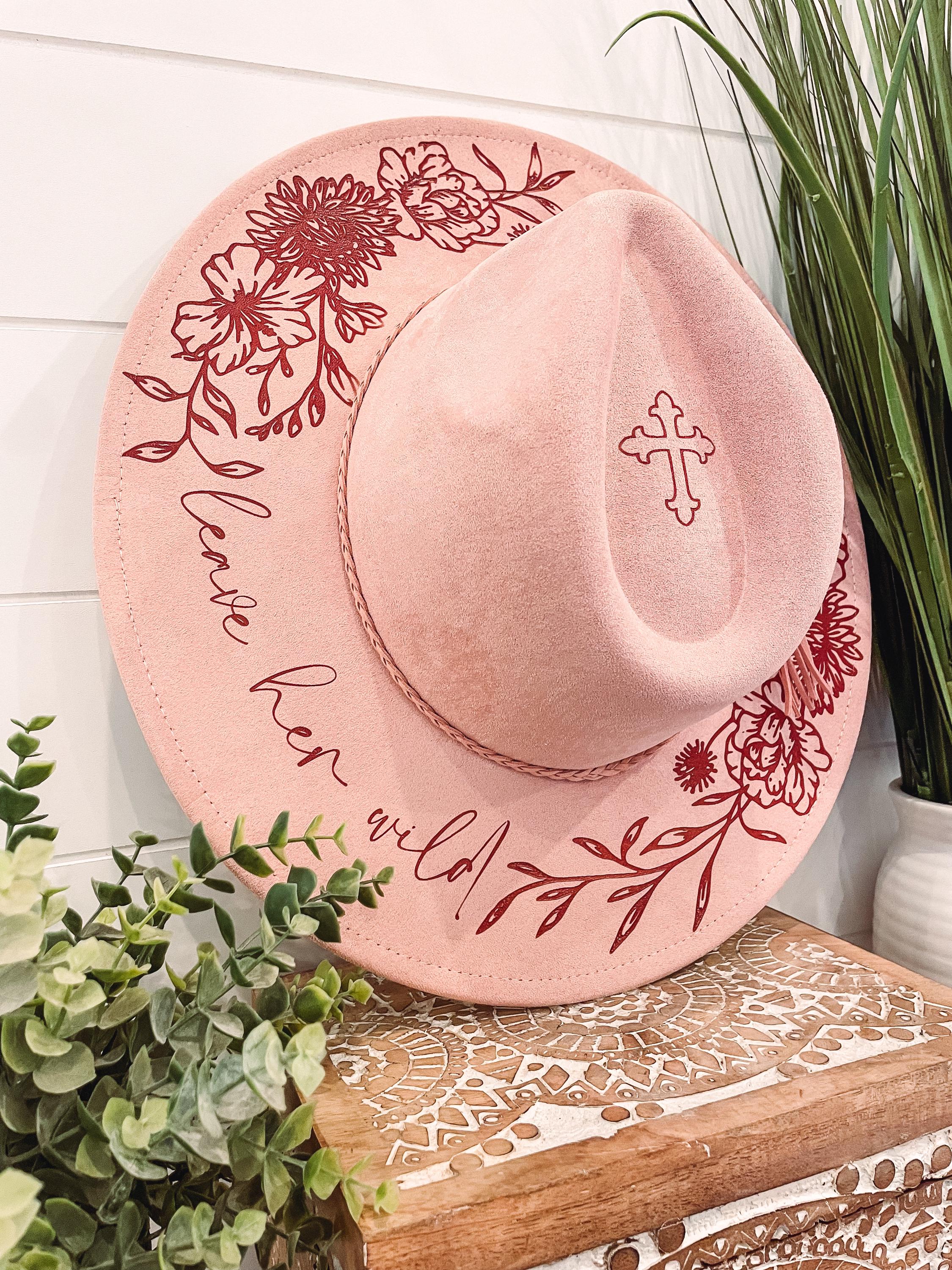 Floral Burned Hat, Floral Engraved Cowboy Hat, Sunflower Hat  display picture 2