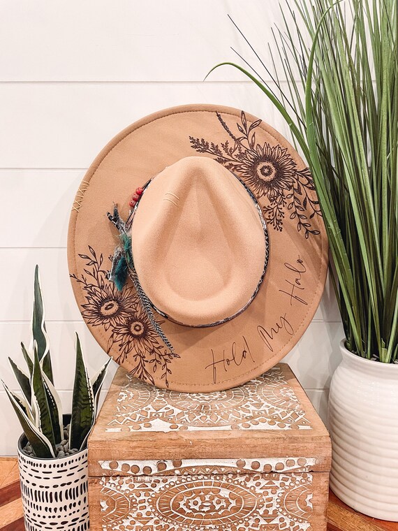 Leave Her Wild Floral Burned Hat, Floral Engraved Cowboy Hat  display picture 1