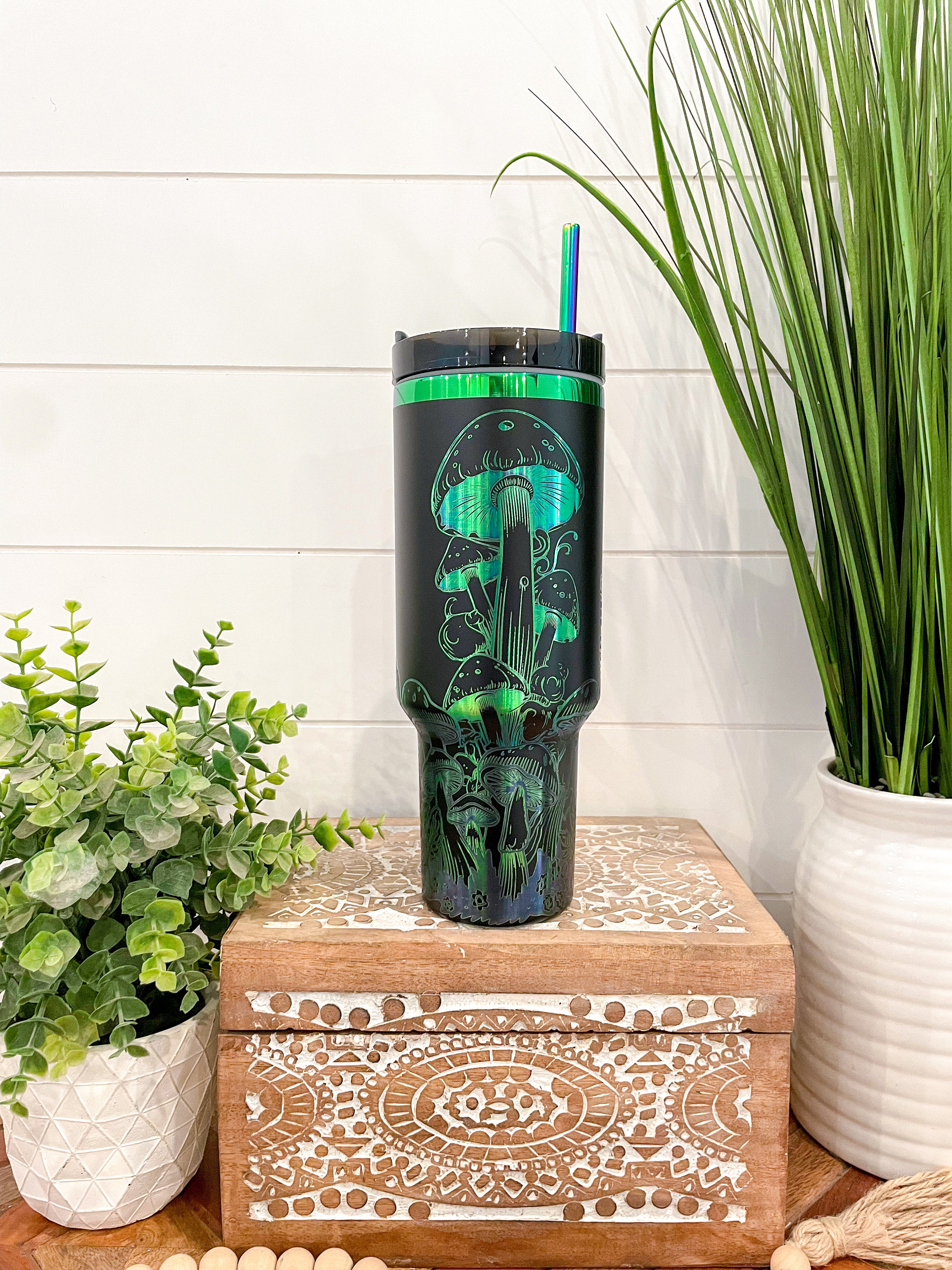 Mushroom 40oz Tumbler, Mushroom Enthusiast Gift, Engraved Tumbler