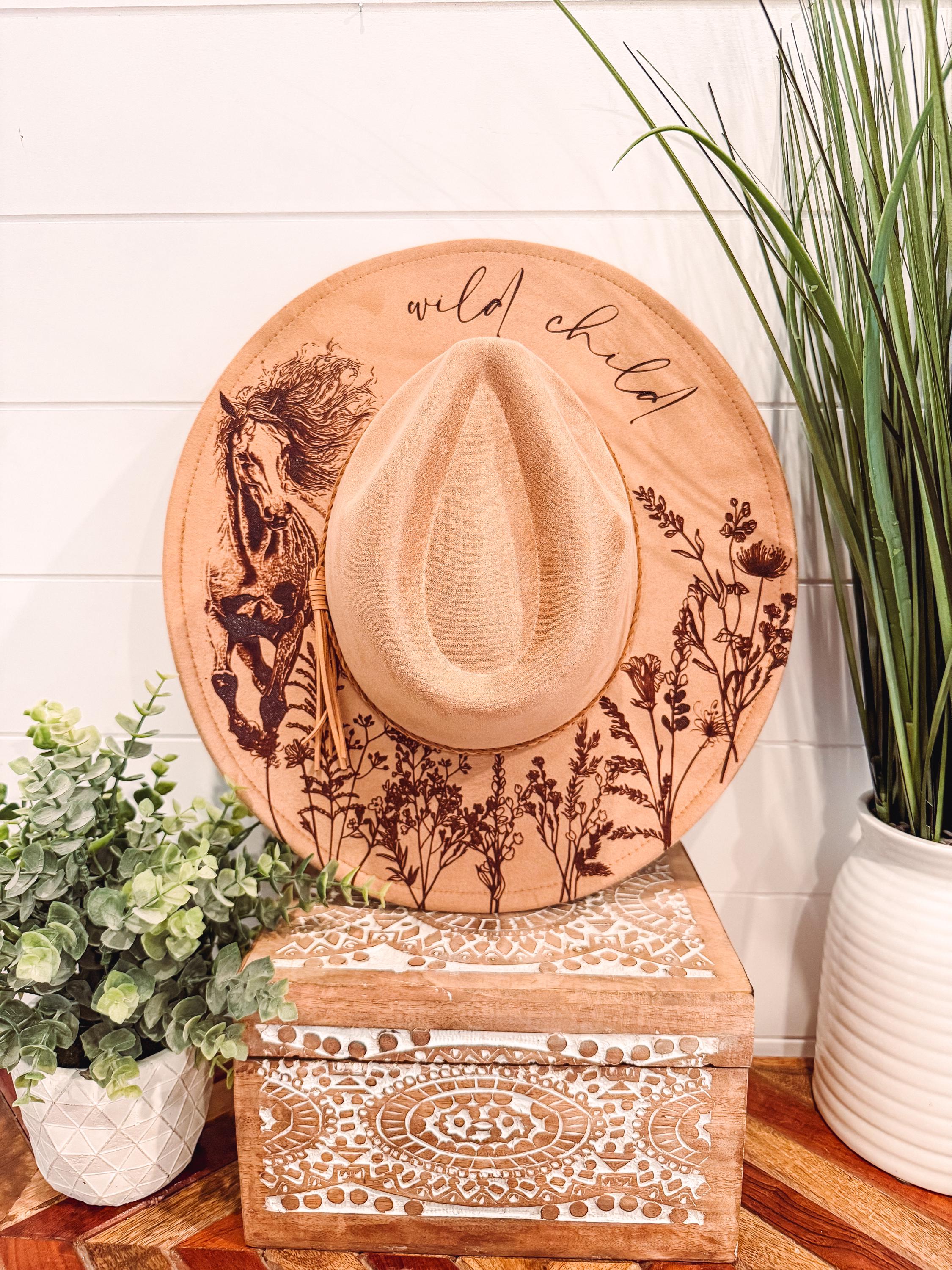 Wildflower Horse Hat, Floral Horse Hat, Horse Burned Hat  display picture 2