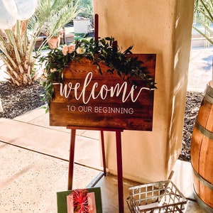 Welcome To Our Beginning Wedding Sign, Wedding Ceremony Sign, Wedding Sign, Rustic Wedding, Rustic Chic Wedding, Customizable Sign
