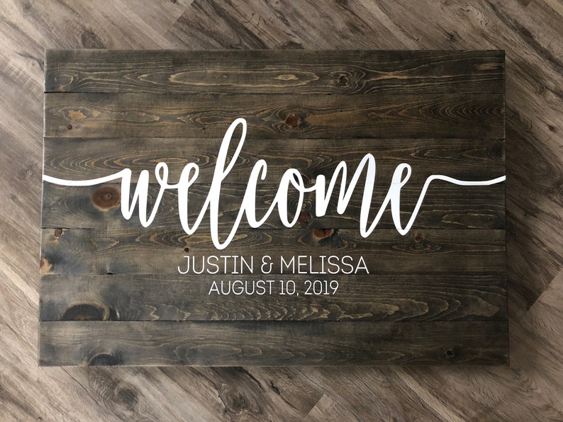 Welcome Wedding Sign, Wedding Decor, Wedding Ceremony Sign, Wedding Sign, Rustic Wedding, Rustic Chic Wedding, Customizable Sign image 5