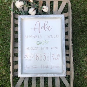 Birth Stats Wood Sign, Birth Announcement Sign, Baby Wooden Sign, Birth Sign, Baby Birth Wooden Sign, Baby Gift, Baptism Gift,