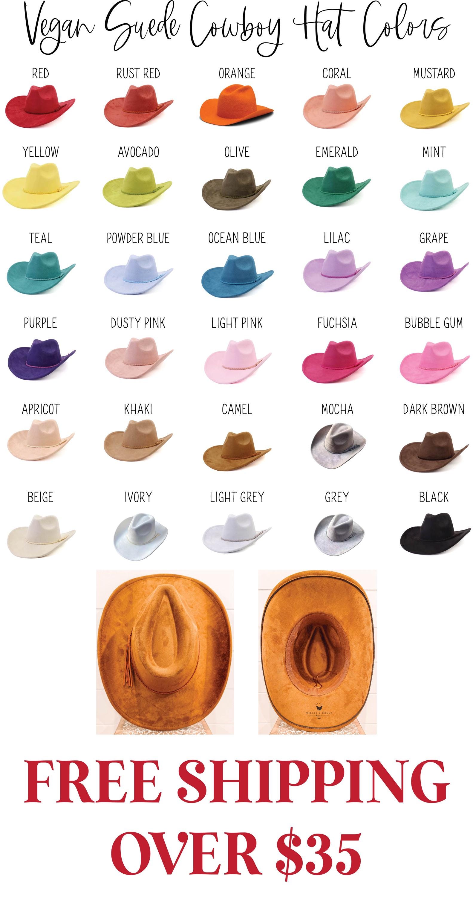 Vegan Suede Cowboy Hat Blank with Logo Engraving, Blank Hat for Burning, Hat Pyrography, Burned Hat Blank, Rancher Hat, Cowboy Hat