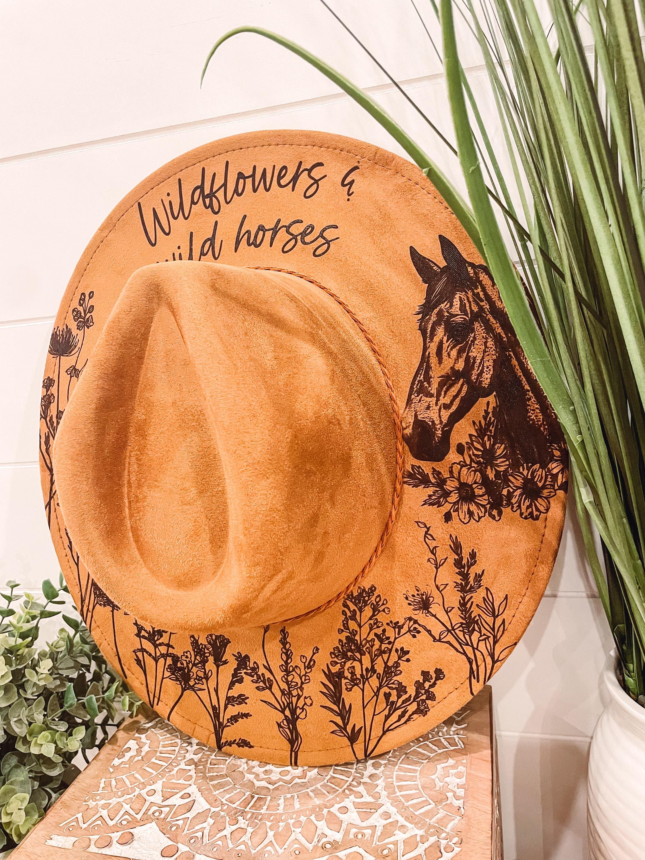 Wildflowers Hat, Burned Cowboy Hat, Floral Burned Hat  display picture 2