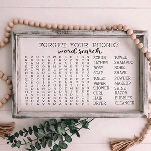 Bathroom Decor Winter Bathroom Word Search Wooden Sign Spring Sign Funny Bathroom Signs Winter Wonderland Sign Housewarming Present