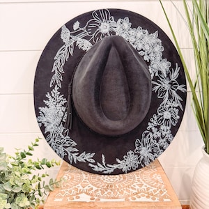 Blumen Print Hut, Blumen Cowboy Hut, Sonnenblume Hut, Wildblumen Fedora, Blumen Wildleder Hut, Boho Hut, Gedruckt Hut, Cowgirl Hut