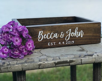 Wooden Card Box - Custom Rustic Wedding Box - Wooden Card Box