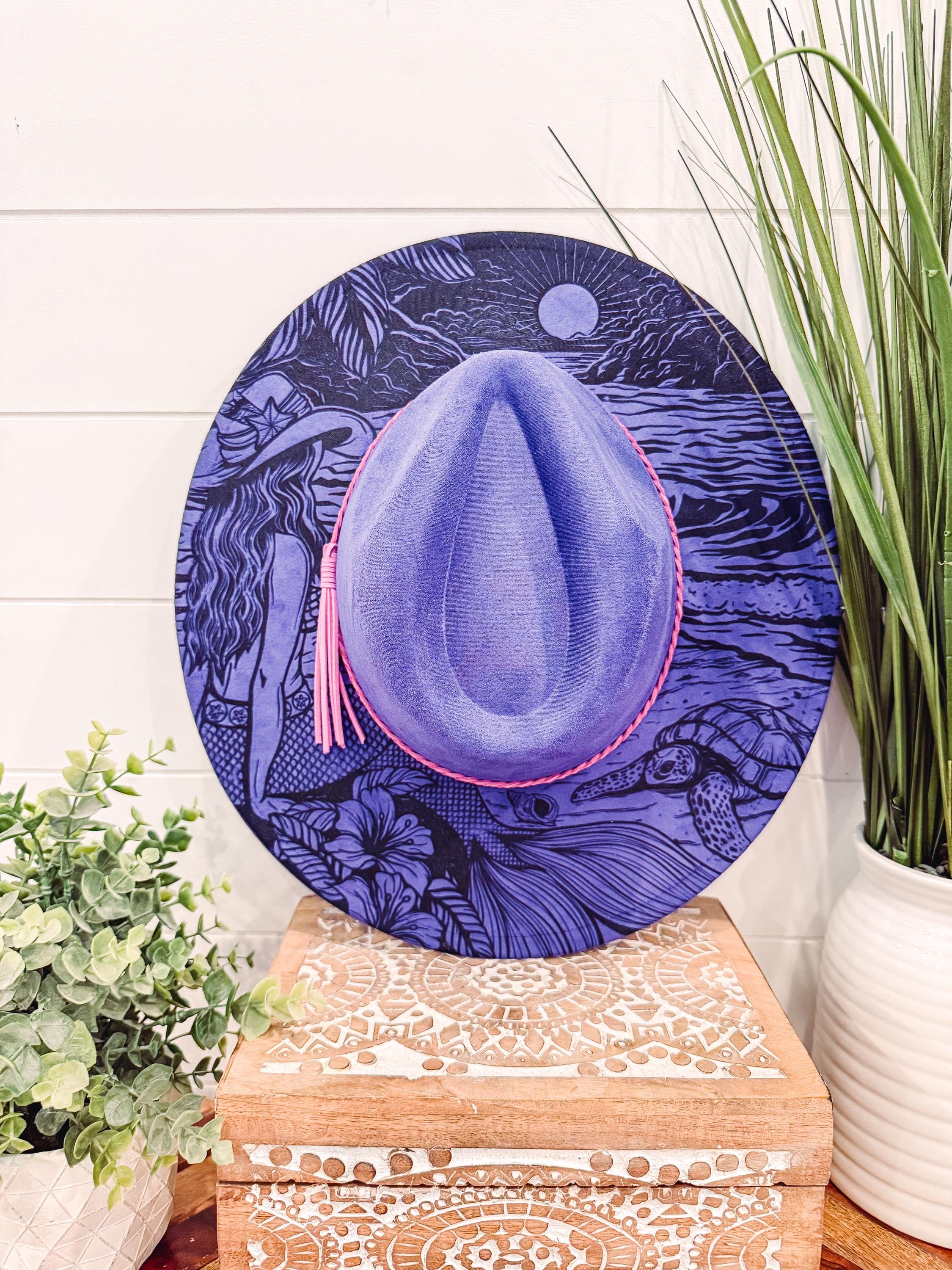 Coastal Cowgirl Burned Hat, Ocean Theme Hat, Ocean Hat  display picture 3