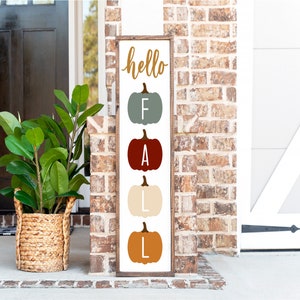 Hello Fall Pumpkins Wood Framed Sign, Fall Porch Sign, Halloween Decor, Fall Decor, Fall Sign, Autumn Decor, Pumpkin Sign, Front Port Sign
