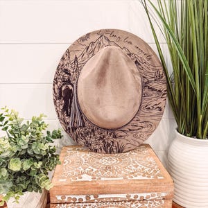 Youth Wildflowers Mountain Hat, Child Size Burned Hat, Floral Burned Hat, Cowgirl Hat, Horse Theme Hat, Horse Hat, Engraved Cowboy Hat