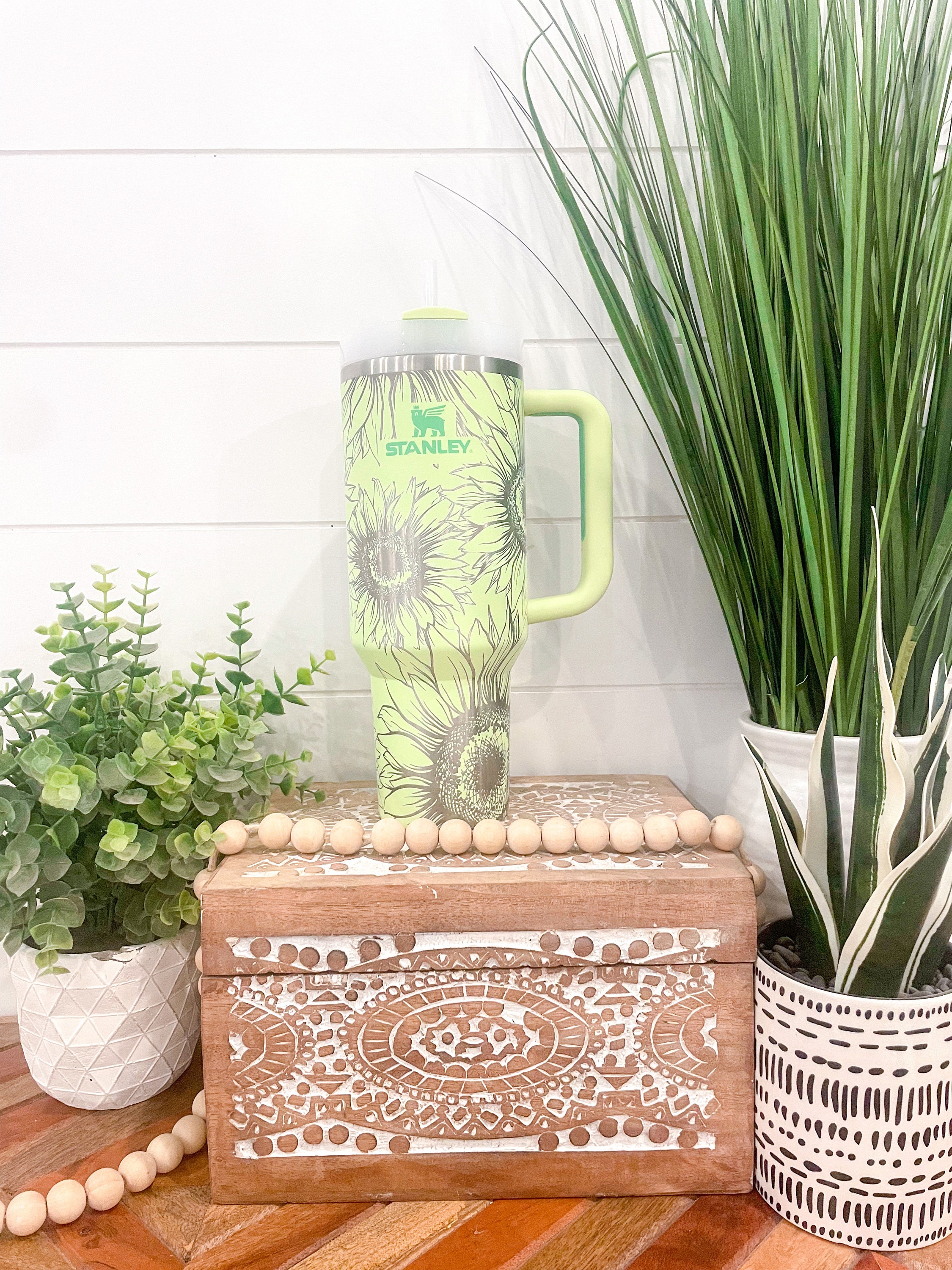 Engraved 40oz Stanley Cup Quencher Sunflower Tumbler Leaf Foliage Tumb –  The Home Haven Shop