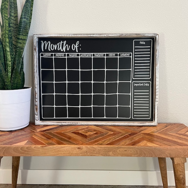 Chalkboard Calendar Sign, Office Calendar Sign, Chalkboard Calendar, Office Organization, Monthly Calendar, Hanging Calendar, Kitchen Decor