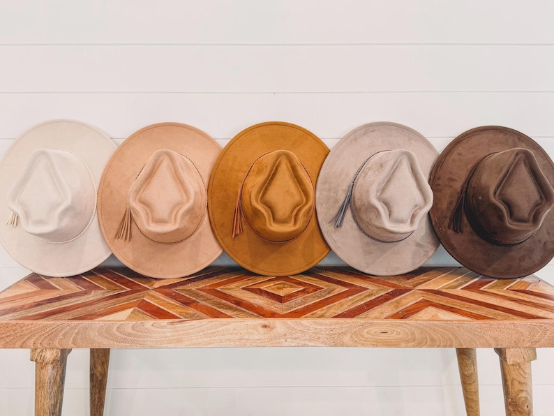 Sombrero de gamuza vegana en blanco con logotipo grabado, sombrero en blanco para quemar, pirograbado, sombrero fedora, sombrero de ala ancha, sombrero para grabar, sombrero para fiesta imagen 10