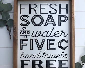 Fresh Soap Wooden Sign, Bathroom Decor, Rustic Farmhouse Wooden Sign, Bathroom Sign, Housewarming Present, Bathroom Wall Art