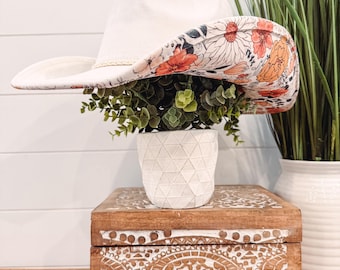 Floral Print Hat, Floral Cowboy Hat, Sunflower Hat, wildflower Fedora, Floral Suede Hat, Boho Hat, Vegan Suede, cowgirl hat, wide brim hat