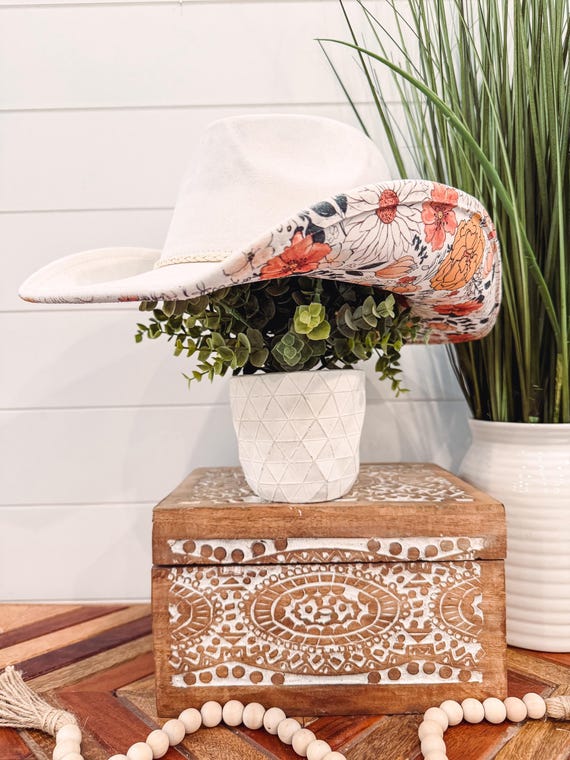 Floral Print Hat, Floral Cowboy Hat, Sunflower Hat  display picture 1