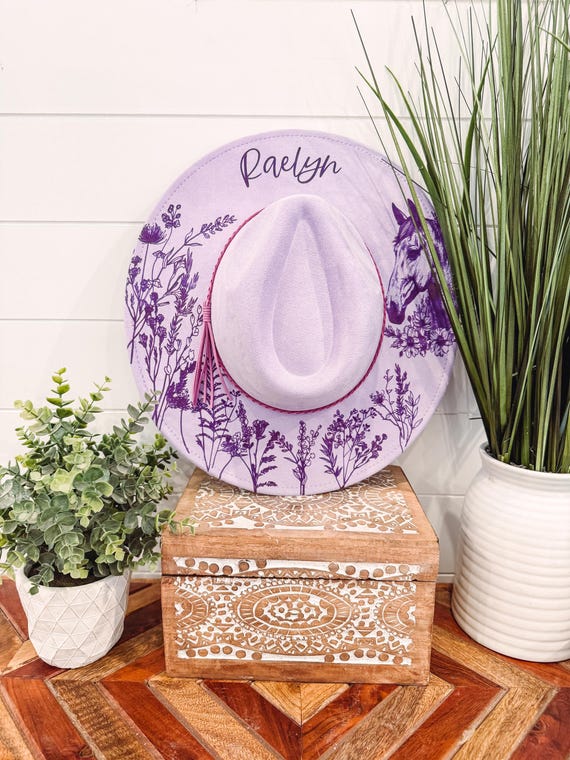 Wildflowers Hat, Burned Cowboy Hat, Floral Burned Hat  display picture 3