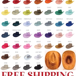 Vegan Suede Cowboy Hat Blank with Logo Engraving, Blank Hat for Burning, Hat Pyrography, Burned Hat Blank, Rancher Hat, Cowboy Hat image 1