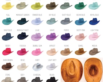 Vegan Suede Cowboy Hat Blank with Logo Engraving, Blank Hat for Burning, Hat Pyrography, Burned Hat Blank, Rancher Hat, Cowboy Hat