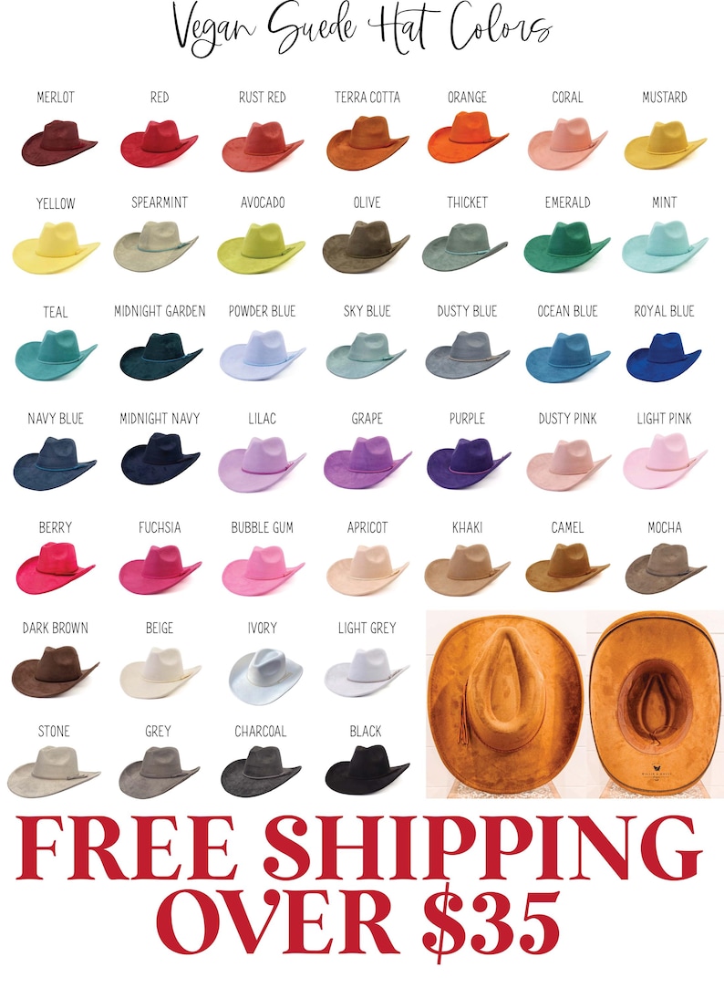 Vegan Suede Cowboy Hat Blank with Logo Engraving, Blank Hat for Burning, Hat Pyrography, Burned Hat Blank, Rancher Hat, Cowboy Hat image 1