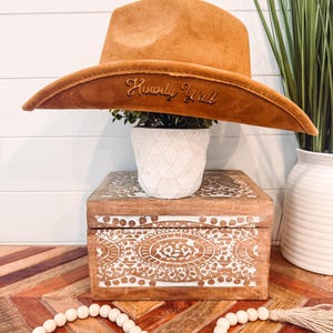 Vegan Suede Cutout Hat Blank, Blank Hat for Burning, Hat Pyrography, Burned Hat Blank, Rancher Hat, Fedora Hat, Wide Brim Hat