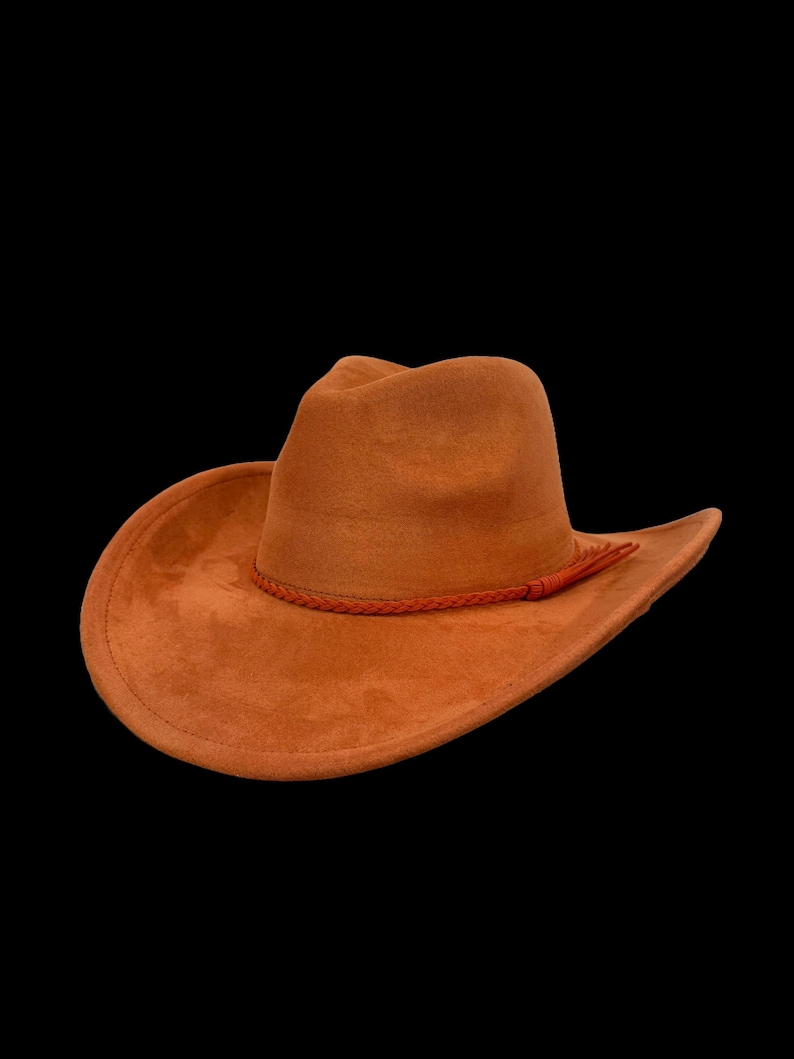 Vegan Suede Cowboy Hat Blank with Logo Engraving, Blank Hat for Burning, Hat Pyrography, Burned Hat Blank, Rancher Hat, Cowboy Hat image 4
