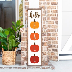 Hello Fall Pumpkins Wood Framed Sign, Fall Porch Sign, Halloween Decor, Fall Decor, Fall Sign, Autumn Decor, Pumpkin Sign, Front Port Sign