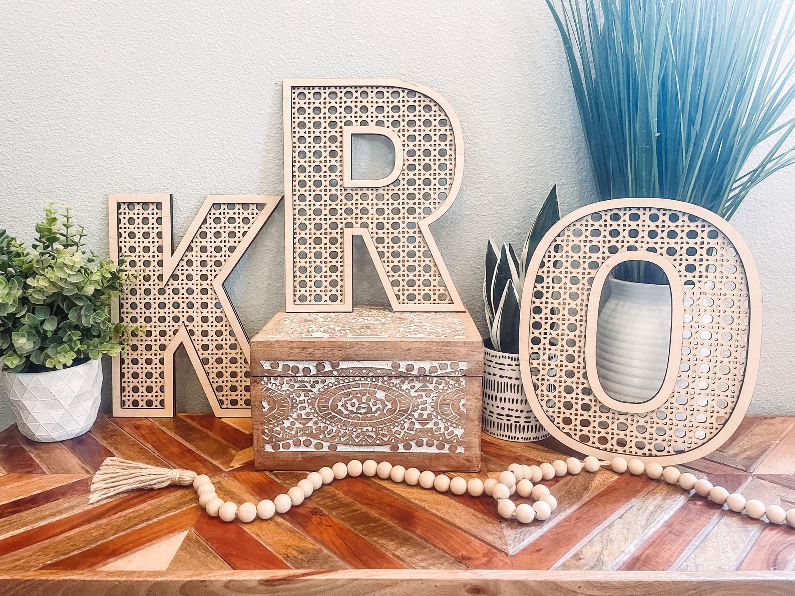 Rattan Letter Rattan Initial Rattan Nursery Decor Boho Etsy