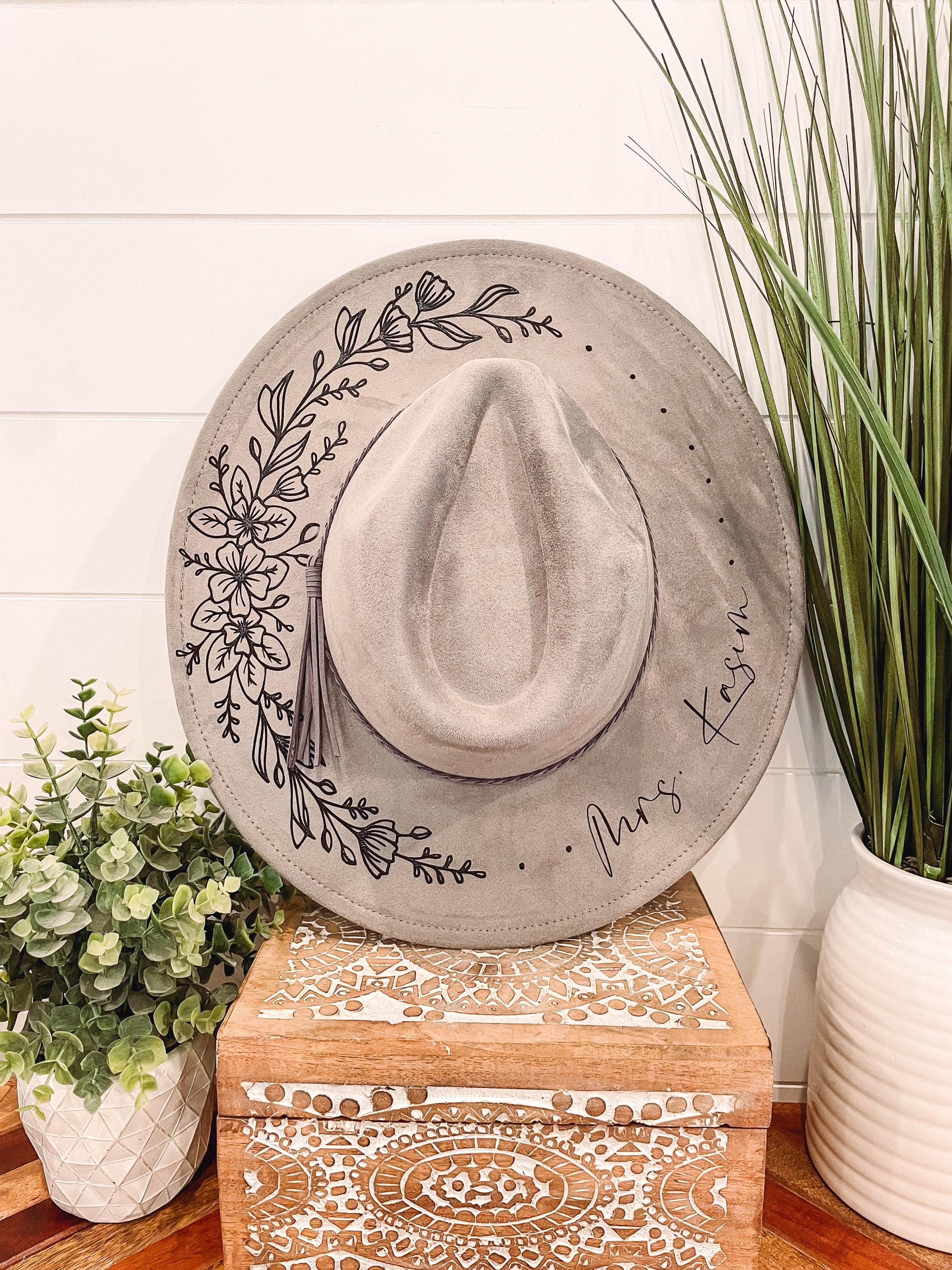 Tan Floral-Engraved Western Hat for Women Engraved Floral Cowboy Hat – Camelia Mexican Boutique main image 3