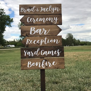 Directional Wedding Signs, Wedding Arrow Sign, Receptions Sign, Ceremony Sign, Bar Sign, Rustic Wedding Sign, Pointing Signs, Guide Signs image 1