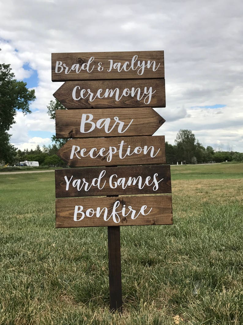 Directional Wedding Signs, Wedding Arrow Sign, Receptions Sign, Ceremony Sign, Bar Sign, Rustic Wedding Sign, Pointing Signs, Guide Signs image 1