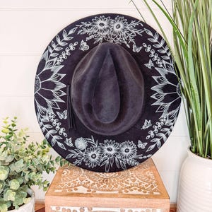 Blumen Print Hut, Blumen Cowboy Hut, Sonnenblume Hut, Wildblumen Fedora, Blumen Wildleder Hut, Boho Hut, Gedruckt Hut, Cowgirl Hut