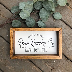 Family Name Laundry Farmhouse Wooden Sign, Laundry Room Decor,Laundry Room Sign, Housewarming Present, Rustic Chic Decor, Wooden Quote Sign