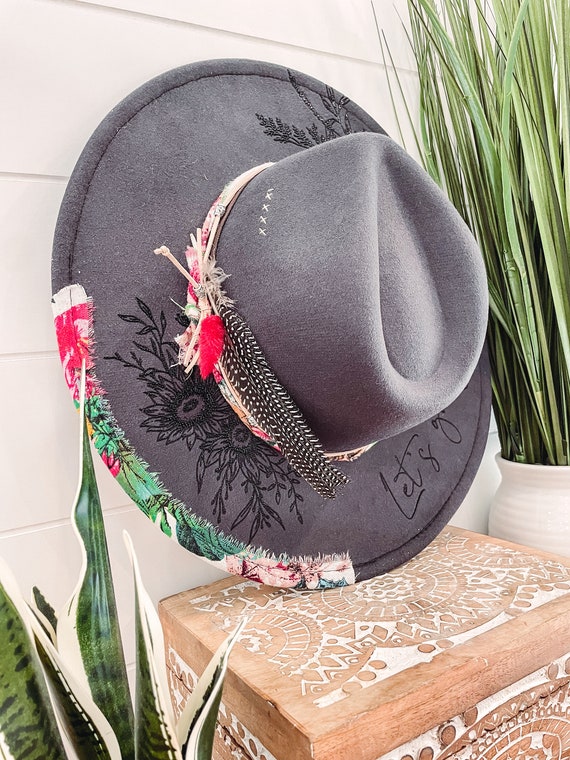 Hello Sunshine Floral Burned Hat, Floral Engraved Cowboy Hat  display picture 2