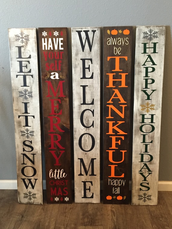 4 ft Reversible Rustic Welcome Let it snow Porch Sign