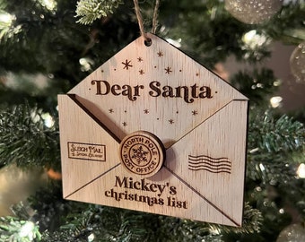 Letter to Santa Envelope Ornament, Children's Christmas Ornament, Personalized Christmas Ornament, Dear Santa Ornament, 3D Customized Gift