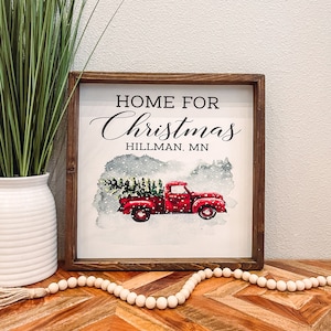 Home For Christmas Wooden Sign, Merry Christmas Framed Sign, Holiday Decor, Christmas Decor, Farmhouse Holiday Decor